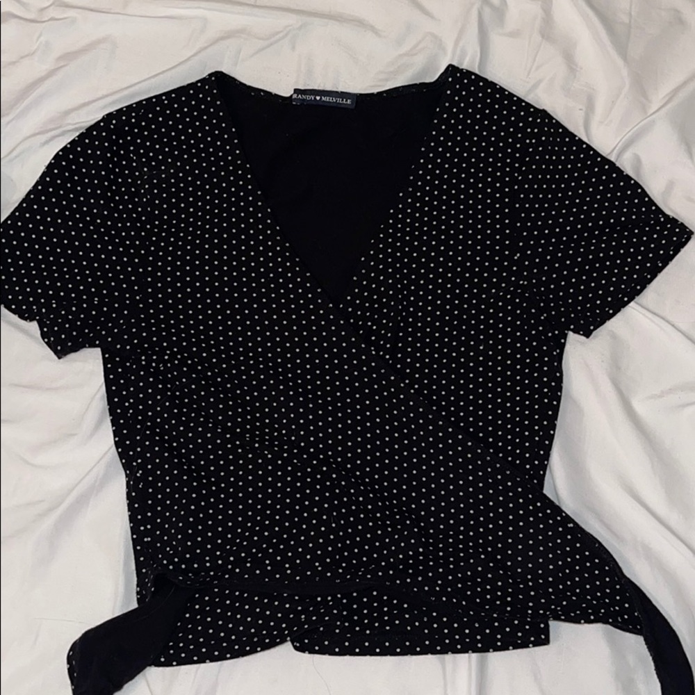 Brandy Melville Polka Dot Wrap Shirt